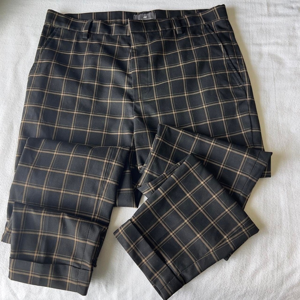 H&M Skinny‎ Fit Plaid Trousers